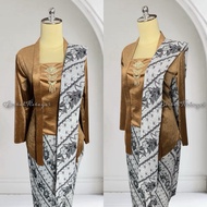 New Caramel Velvet Kutu Kebaya Set Kebaya/ + Shawl + Pleated Jarik Kebaya Songket Klasik Kebaya Bati