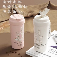 Coffee Cup Ceramic Liner High-value i n s Girls Portable 3 1 6 Stainless Steel Car Insulation