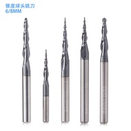 6/8mm Double-edged Tapered Ball Head Milling Cutter HRC55 Degree Carbide Tungsten Steel Alloy Emboss