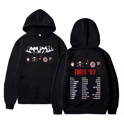 Rock Band Kmfdm Tour 97 Graphic Hoodie Men Women's Vintage Gothic Punk Pullover Hoodies Unsiex Casua