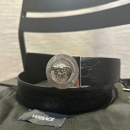 💎Han's house精品服飾💎VERSACE 凡賽斯 女神頭 鱷魚紋 壓花 皮帶 雙面用 義大利製 寬4CM 現貨85 原價24500