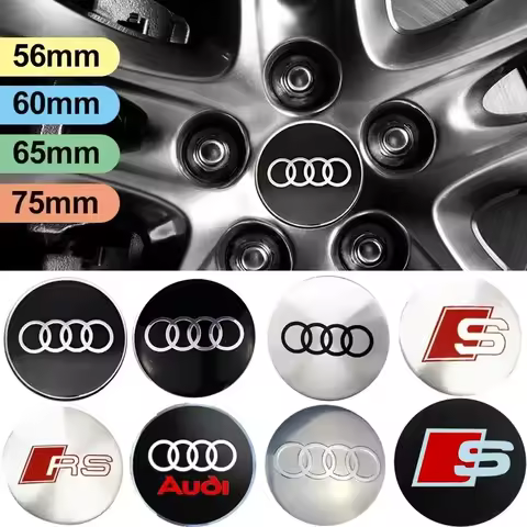 56/60/65/75mm 4pcs Car Wheel Center Hub Cap Badge Logo Sticker Audi A6 A3 A4 A5 A6 Q2L Q3 Q5 Q7 Q8 R