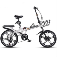 Foldable Bicycle 7 Speed Variable Speed Foldable Bike High Carbon Steel Double Disc Brake Bicycle Foldable Student Adult Travel Bicycle
