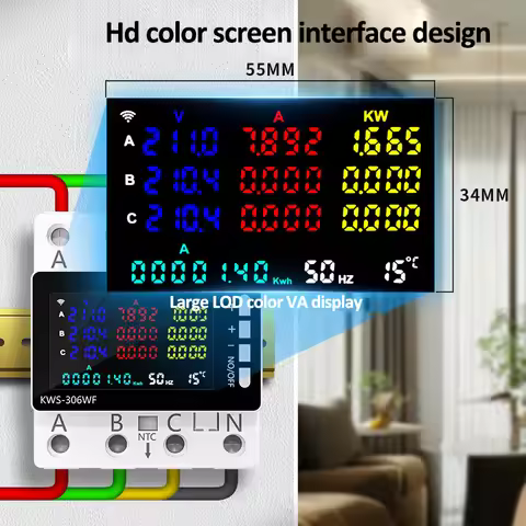 KWS-306 Digital Life Watt-Hour Meters Electricity Meter Smart Three-phase Four Wire Guide Rail Meter