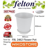 Hot Sales [Wikostore]  Felton FBL2462 Round Flower Pot 18''Dia x 20''H (XL) + ( Free Pot Saucer )
