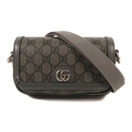 GUCCI 塗層帆布Ophidia Mini Bag銀扣肩背袋