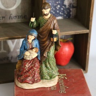 Handmade Resin Nativity Scene Statue - Holy Family Sculpture with Relief Design for Catholic Home Al