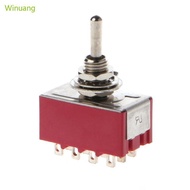 Winu AC 250V 2A 125V 5A 12-Pin On On 2 Position 4PDT Mini Toggle Switch Red