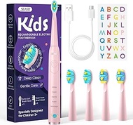 Seago Electric Toothbrush Children from 6 Years, 4 Soft Brush Heads, 5 Brushing Mode, Rechargeable w