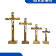 CATHOLIC SITTING CROSS FIBER CORPUS CATHOLIC TABLE CROSS/ JESUS STATUE CROSS/ WOODEN CROSS/