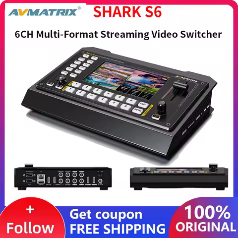 Avmatrix SHARK S6 6CH SDI HDMI Multi-Format Streaming Video Switcher With 5-inch HD Display,Audio Mi