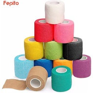 FEPITO 5CM*450CM Self Adhesive Bandage Wrap Breathable Cohesive Bandage Elastic Tape Fitness Gear Knee Elbow Finger Guard Wrist Ankle Support, for Pets, Sports, Athetic