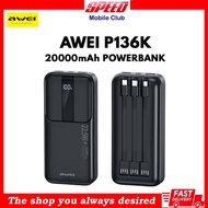 Awei P136k 20000mah 22.5w Portable Powerbank | Built In Cables Detachable Fast Charging Powerbank