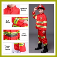 ❀ ۩ ♕ Fireman Costume for Kids Boys Firefighter Career Guidance Suit Children Carrer Cosplay Unifor