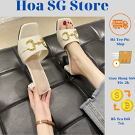 Guốc Dép Nữ Bản Ngang Phối Khóa Đẹp Cao Cấp Trung Niên Giày Gót Dẹp Dẹt Cao 5p CuTe Thời Trang Cao C