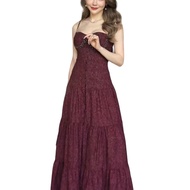 P018-019 PIMNADACLOSET - Spaghetti Ruffle Red Wine Dress