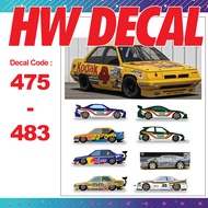 Decal 475 - 483 : Hotwheels 1:64 7eleven supra sth f40 ferrari lbwk grasshopper er34 saga nascar che