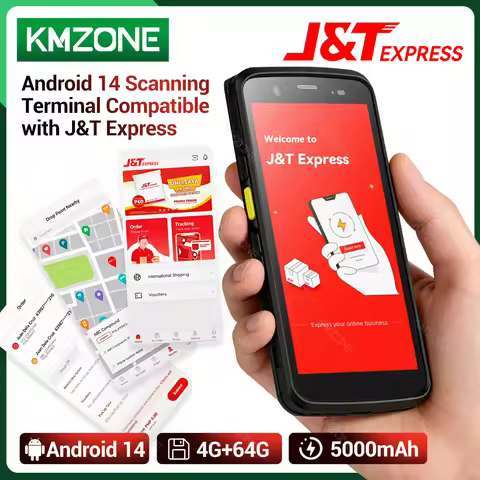 Android 14 T1Pro J&T PDA Terminal 4G+64G Smart Terminal With 1D/2D Barcode Scanner Reader Support Pl
