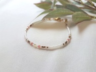 粉色月光 ‧ 貝殼石 粉紅木化石 水晶 串珠 細手環