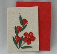 การ์ดอวยพร ช่อดอกแพงพวย diy แฮนเมด การ์ด ของขวัญ วันเกิด (ขนาด L) Flowers Mulberry Paper Card (Size L)