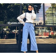 Women's RAWIS DENIM JEANS CULOT HIGH WAIST CULLOTE JINS Korean style girls