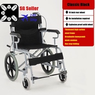 [SG Seller]Wheelchair Folding Lightweight Portable Ultra-Light Aluminum Alloy Manual Simple Household Wheelchair for the Elderly and Disabled