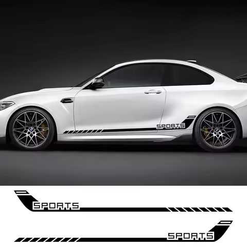 Sport Racing Stripes Car Door Side Skirt Sticker Decal Decoration For Volkswagen GOLF Toyota Audi TT