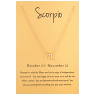 Zealmer 18K Gold Plated 12 Zodiac Sign Letter Pendant Necklace for Women Girls, 18" Birthday Gift