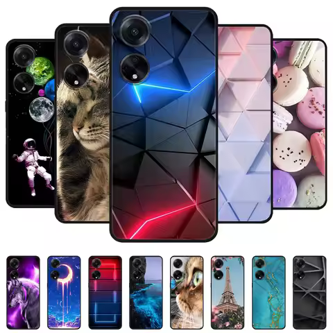 For Oppo A98 5G Case A 98 Black Silicone Painted Soft Black Cover for Oppo A98 2023 Funda OPPOA98 CP