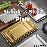 {SG} Stainless Steel Rectangular Plate Metal Tray Silver Gold Tray Metal Plate Serving Plate Big Pla