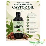 Ayurco USP Grade Castor Oil , Minyak Jarak Asli (500ml) Hexane Free.