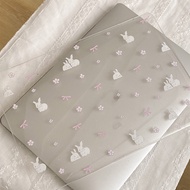 Shesell macbook Case(Glitter)pink Ribbon bunny Air13 A3240 Pro13 M1/M2/M3 Case For Clear macbook air