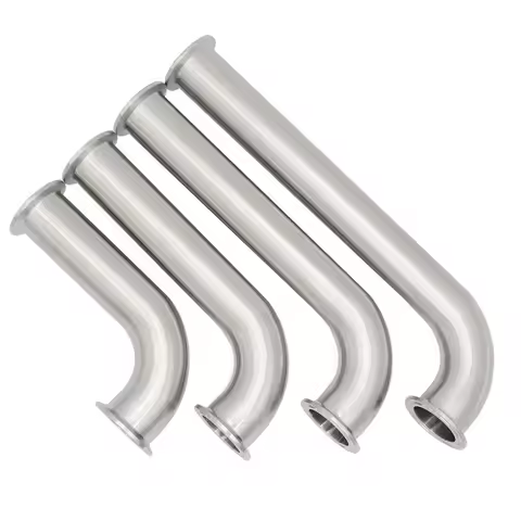 Sanitary Stainless Steel SS304 90 Degree Elbow Tri Clamp Long Extension Tube Fitting for Homebrew - 