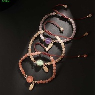 GIVEN Jewelry Simple Fashion Bangle Weave Rope 4MM Bead Charm