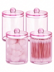 1/2/4/6pcs Qtip Clips With Plastic Lids - 10 Oz Clear Medicine Bottle Dresser Organizer And Makeup S