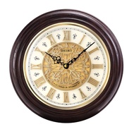 [Powermatic] Seiko QXM342 QXM342B Oak Wood Musical With Ornamental Dial Roman Numeral Melodies Wall Clock
