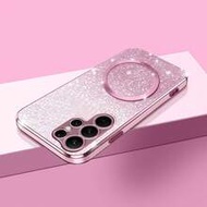 1 ชิ้น แหวนแม่เหล็กที่เข้ากันได้กับการชาร์จไร้สาย เคสโทรศัพท์เคลือบไฟฟ้าเงางามประกาย เข้ากันได้กับ M
