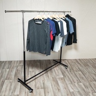 【拜爾家居】鐵製款單桿伸縮曬衣架