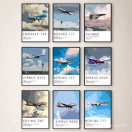 Famous Military Air Force Boeing-737 Airbus-A380 Aircraft Aviation Poster Wall Art Pictures Home Bed