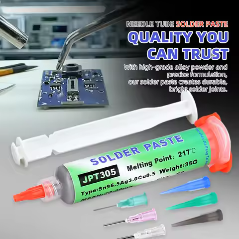 Lead-Free High Temp Solder Paste Sn96.5Ag3.0Cu0.5 Needle Tube 217℃ for PCB Phone LED Repair 15g