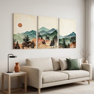 （With Frame）3pcs Landscape framed posters, landscape images, modern living room interior wall art de