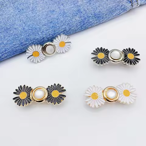 2 Sets Detachable Jean Button Pins Adjustable Waist Tightener No Sew Needed For Loose Pants Trousers