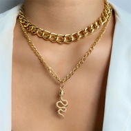 Retro Multilayer Snake Pendant Chain Necklace for Women Trendy Gold Silver Color Big Thick Chain Necklaces 2022 Jewelry