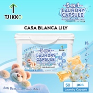 TJIKKO 5-in-1 Laundry Capsules Laundry Pods Colour Protection Kills 99% Germs Laundry Beans With Sof