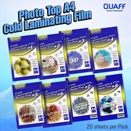 QUAFF Cold Laminate Film A4 Size | 20 Sheets | PVC Vinyl Transparent & Waterproof | Protect your pap