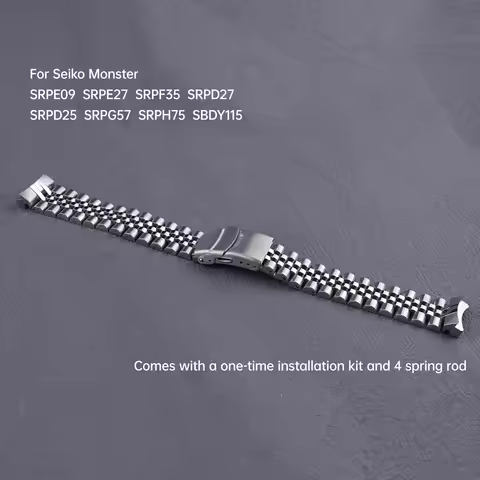 For Seiko Monster Penguin SBDY115 SRPE09 SRPF35 SRPD25 Solid Curved End 20mm Stainless Steel Silver