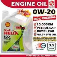 S2U Original Shell Helix Eco 0W20 Engine Oil Fully Synthetic 3.5Liter Perodua Honda Toyota Axia Myvi Minyak Hitam Kereta
