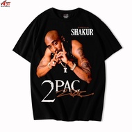 ABT Tupac Shakur Oversize Shirts Round Neck CVC Cotton Black T shirt Halftone Silkprinting