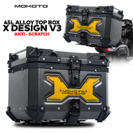 MOKOTO 45L ALLOY TOP BOX X DESIGN V3 ANTI SCRATCH FOR MOTORCYCLE REAR TAIL BOX 45L HEAVY DUTY UNIVER