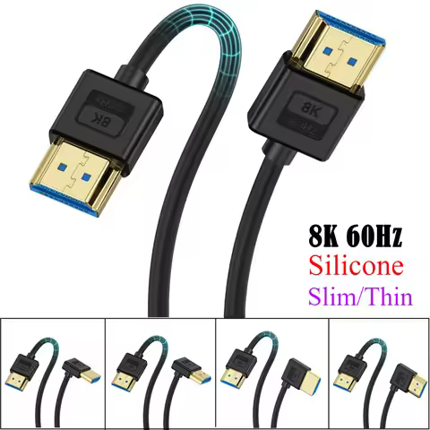 Silicone 8K@60Hz HDMI to HDMI-Compatible 2.1V Cable Ultra High Speed HDMI Cord 48Gbps Support 4K@120
